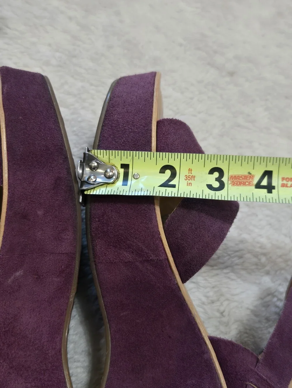 Kork-Ease Purple Leather Platform Chinky Wedge Eclectic Funky Retro Sandals, 9